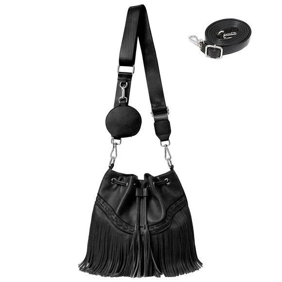 Western Fringe Purse Double Straps Hiie Hobo Bag Crossbody Bag With Uwu O_O - Picture 1 of 6